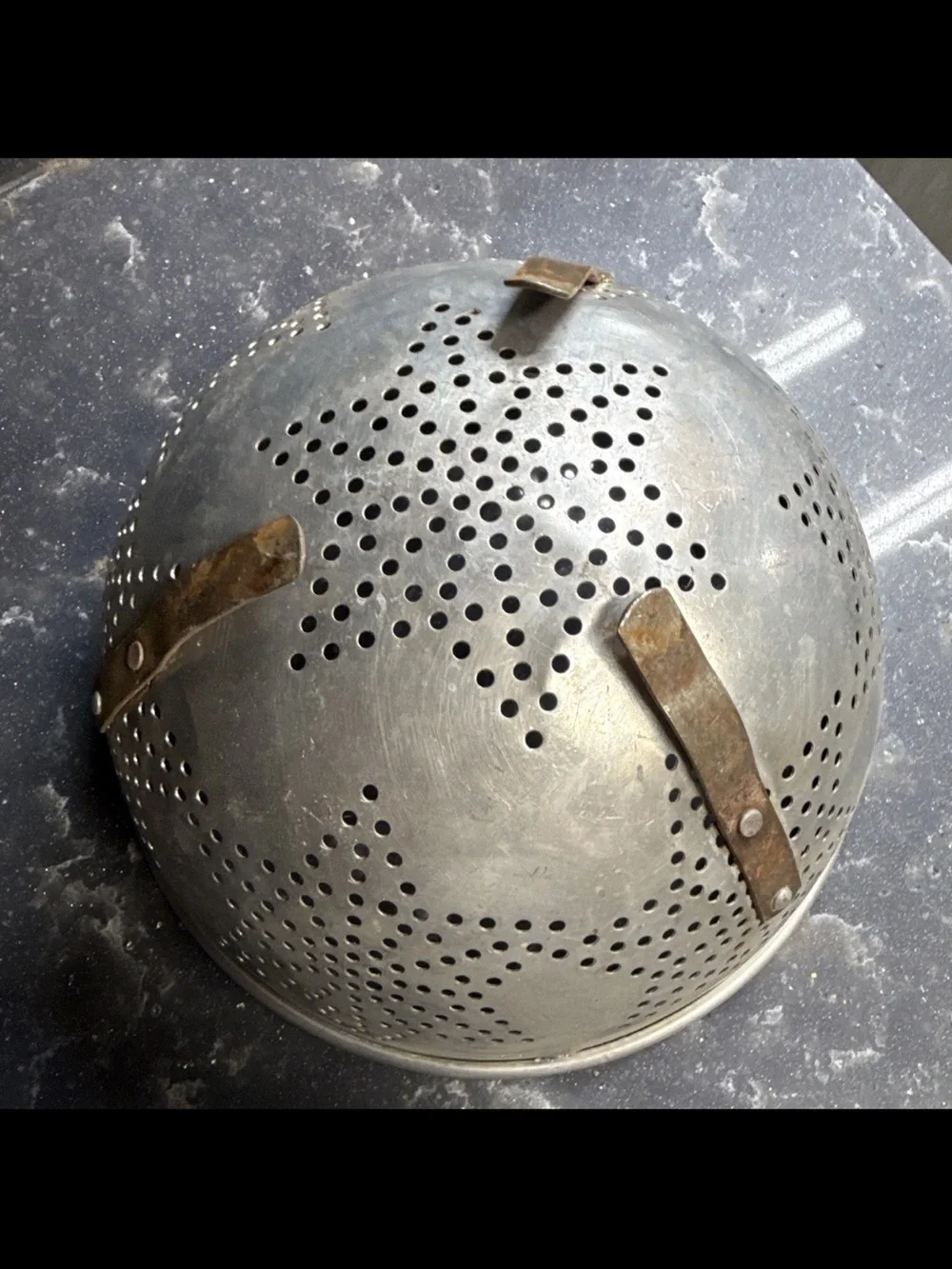 Vintage/Retro Silver Metal Star Pattern Colander Strainers w/ Handles Set of 2